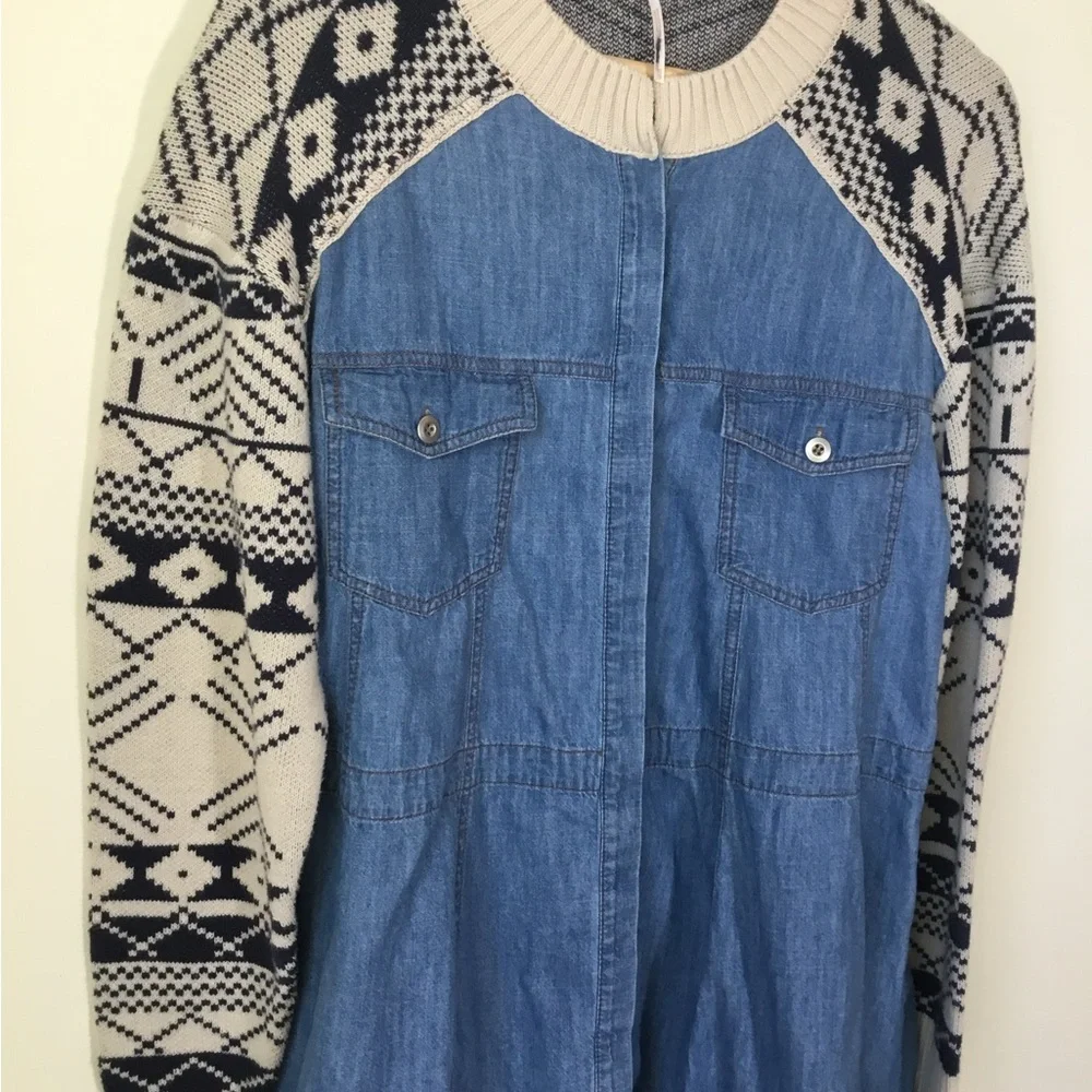 Free People Button Front Mini with‎ Sweater Piecing Dominic Dress